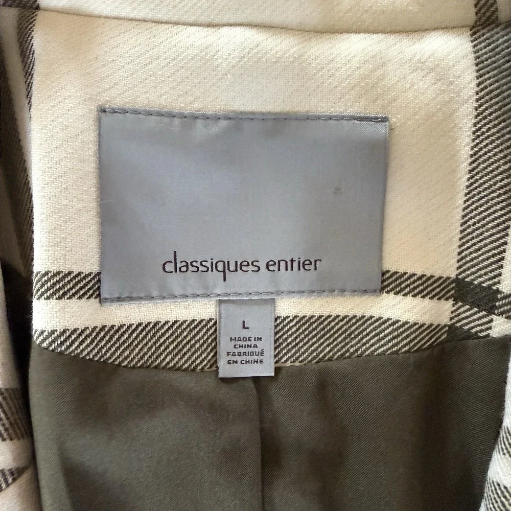 Classiques Entier Plaid Blazer Jacket L Peplum Hem Wool Blend Career Chic Office